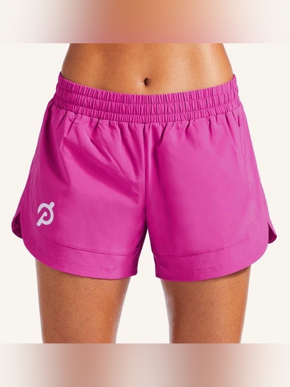 Peloton Tulip Run Womens Running Shorts Pink Lined Zipper Pocket Athletic Medium